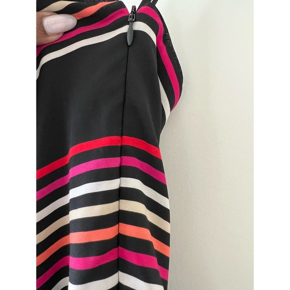 Black strapless striped WHBM dress in size 2 with side zipper - Picture 4 of 6